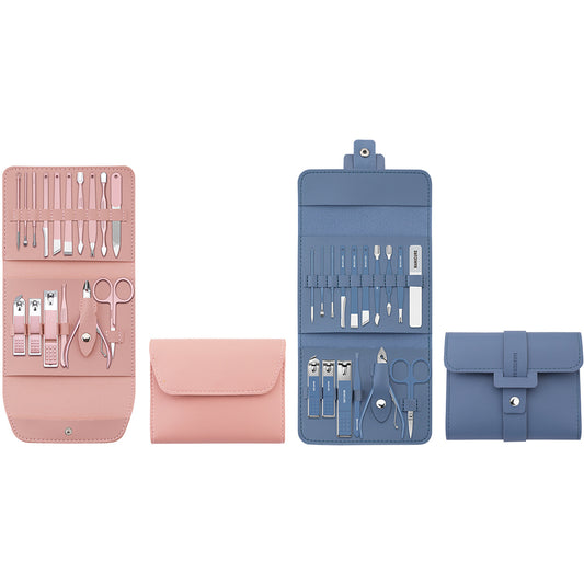 2X 16pcs Manicure Pedicure Set Nail Scissors Grooming Kit with PU Leather Case