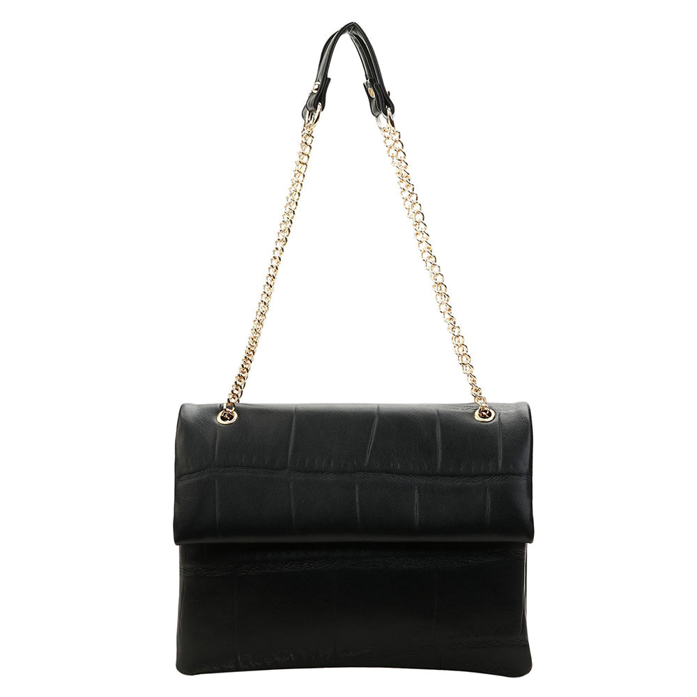 Women Crossbody Bag Double Pocket PU Leather Shoulder Bag Chain Handbag