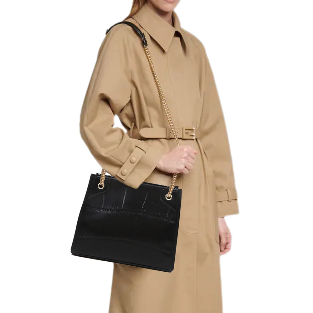 Women Crossbody Bag Zpper Closure PU Leather Shoulder Bag Chain Handbag