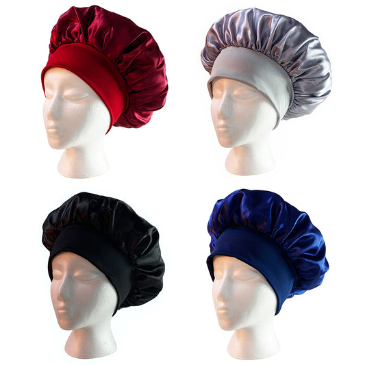 4X Women Satin Sleeping Cap Wrap Hair Bonnet Elastic Headwear