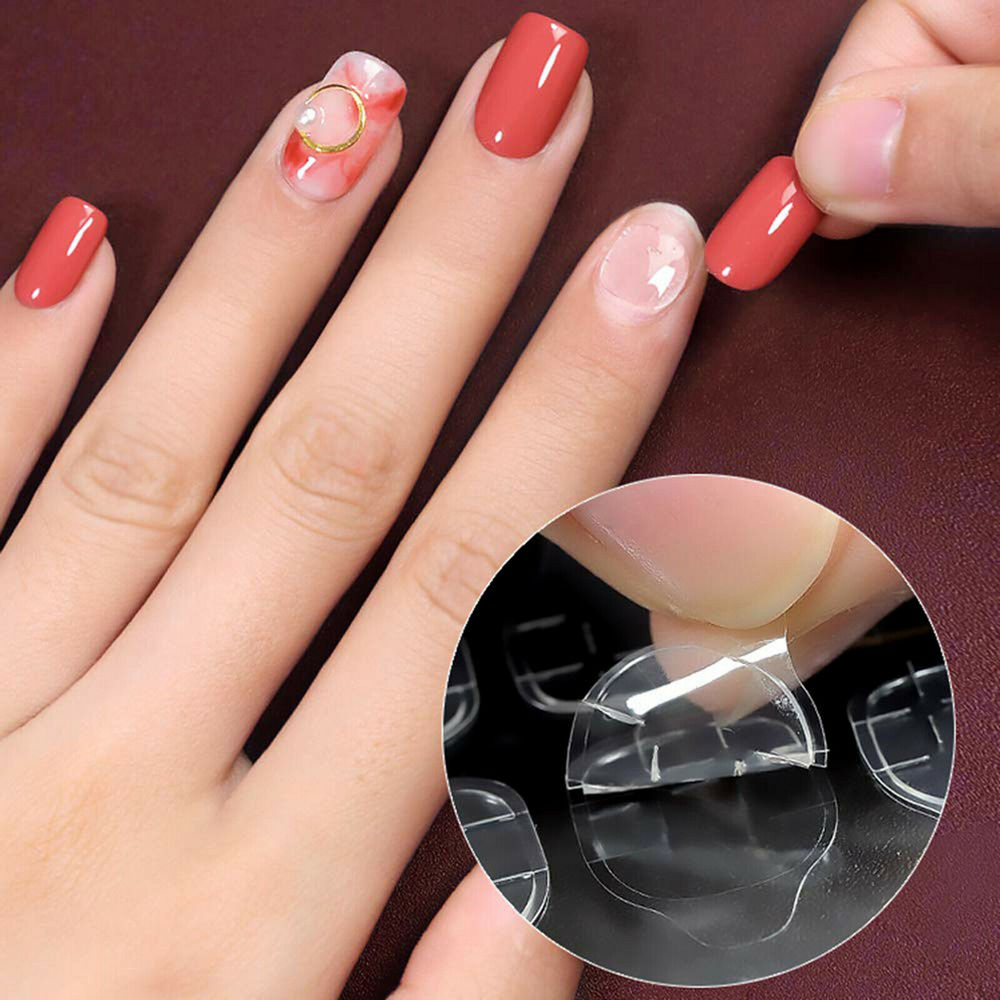 200Pcs Clear Fake Nail Tips with 20 Sheets Self Adhesive Manicure Nail Sticker