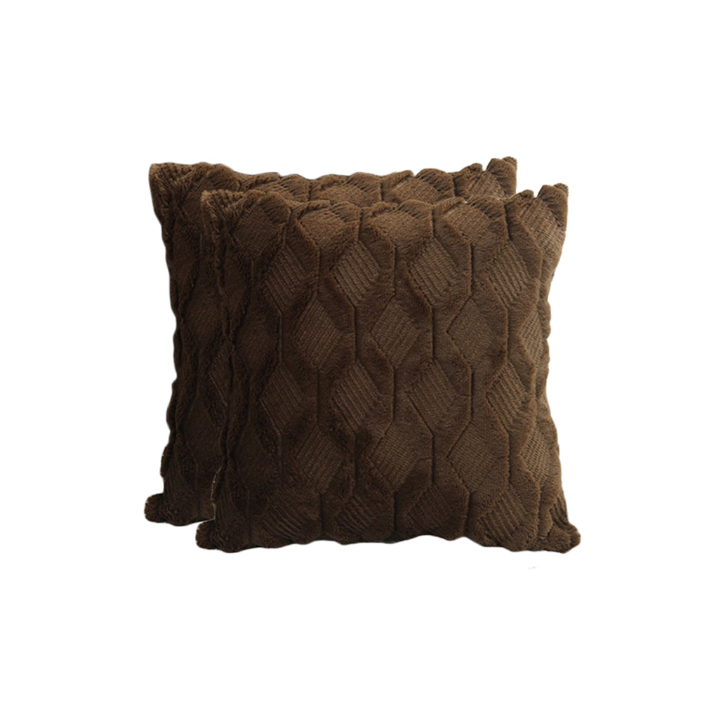 2 X Plush Cushion Cover Pillowcase Throw Pillow Covers Pillowcase - Dark Coffee
