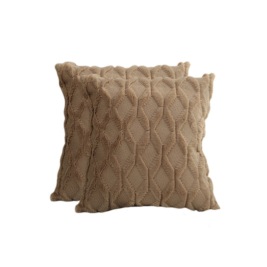2 X Plush Cushion Cover Pillowcase Throw Pillow Covers Pillowcase - Light Coffee