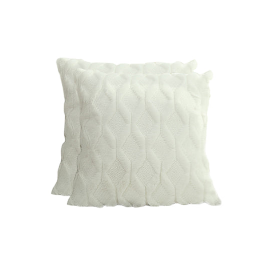 2 X Plush Cushion Cover Pillowcase Throw Pillow Covers Pillowcase - White