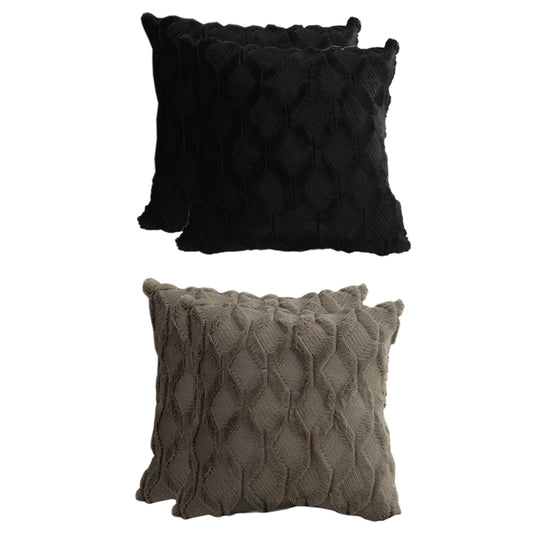 4 X Plush Cushion Cover Pillowcase Throw Pillow Covers Pillowcase - Dark Grey & Black