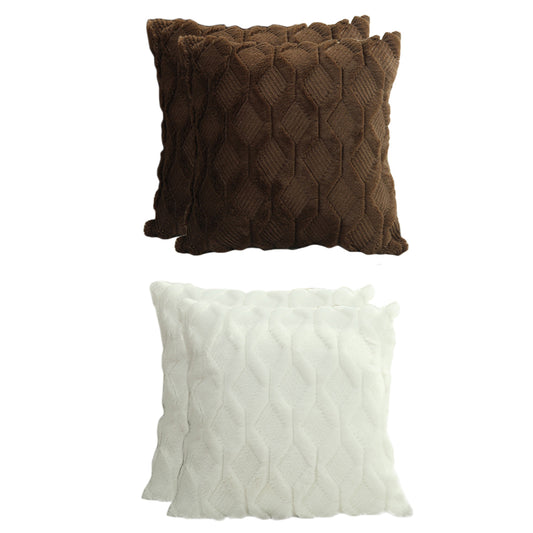 4 X Plush Cushion Cover Pillowcase Throw Pillow Covers Pillowcase - Dark Coffee & White