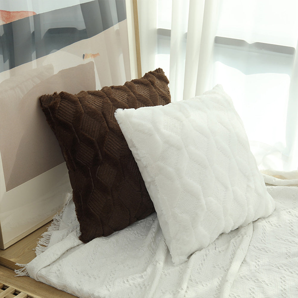 4 X Plush Cushion Cover Pillowcase Throw Pillow Covers Pillowcase - Dark Coffee & White