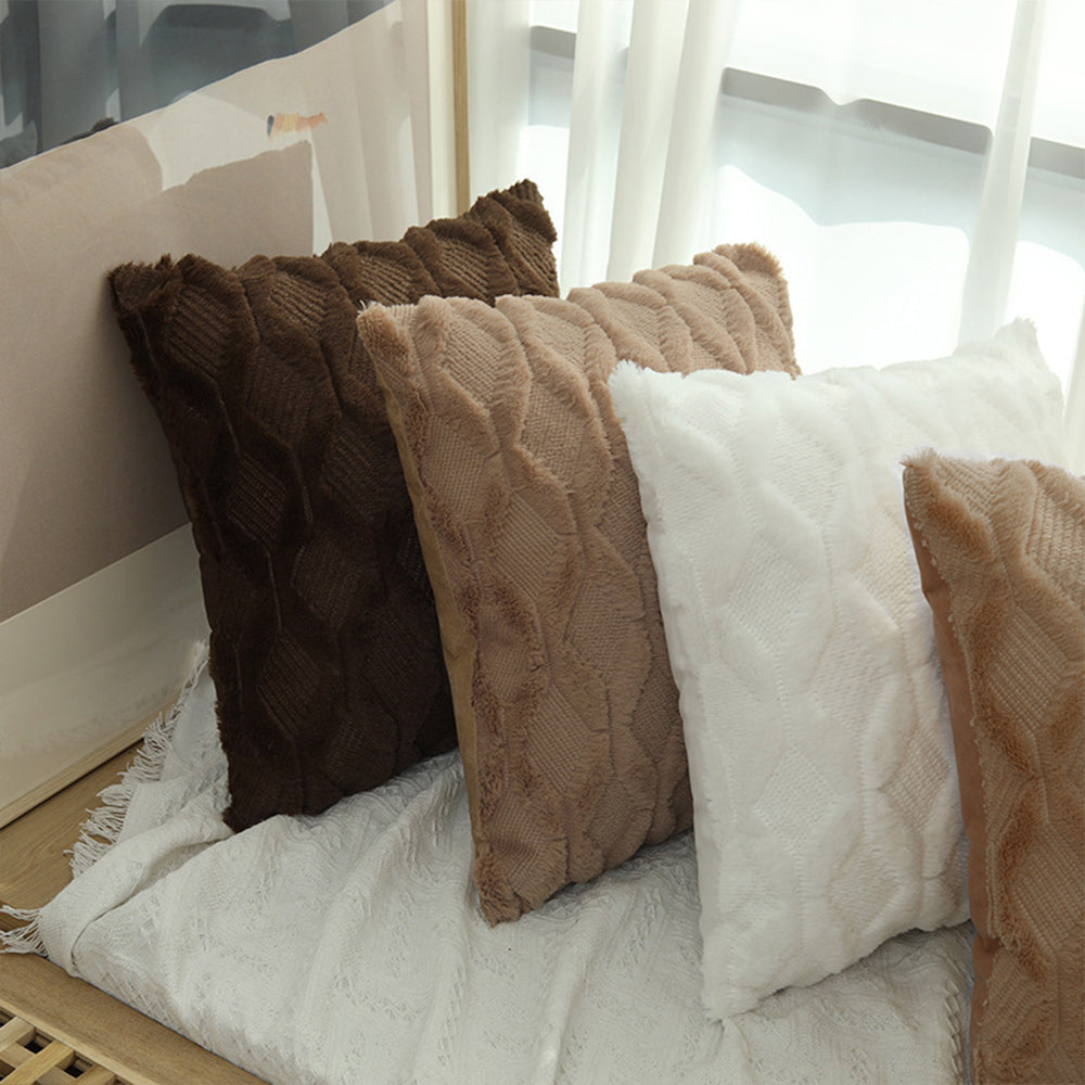 4 X Plush Cushion Cover Pillowcase Throw Pillow Covers Pillowcase - Dark Coffee & Light Coffee