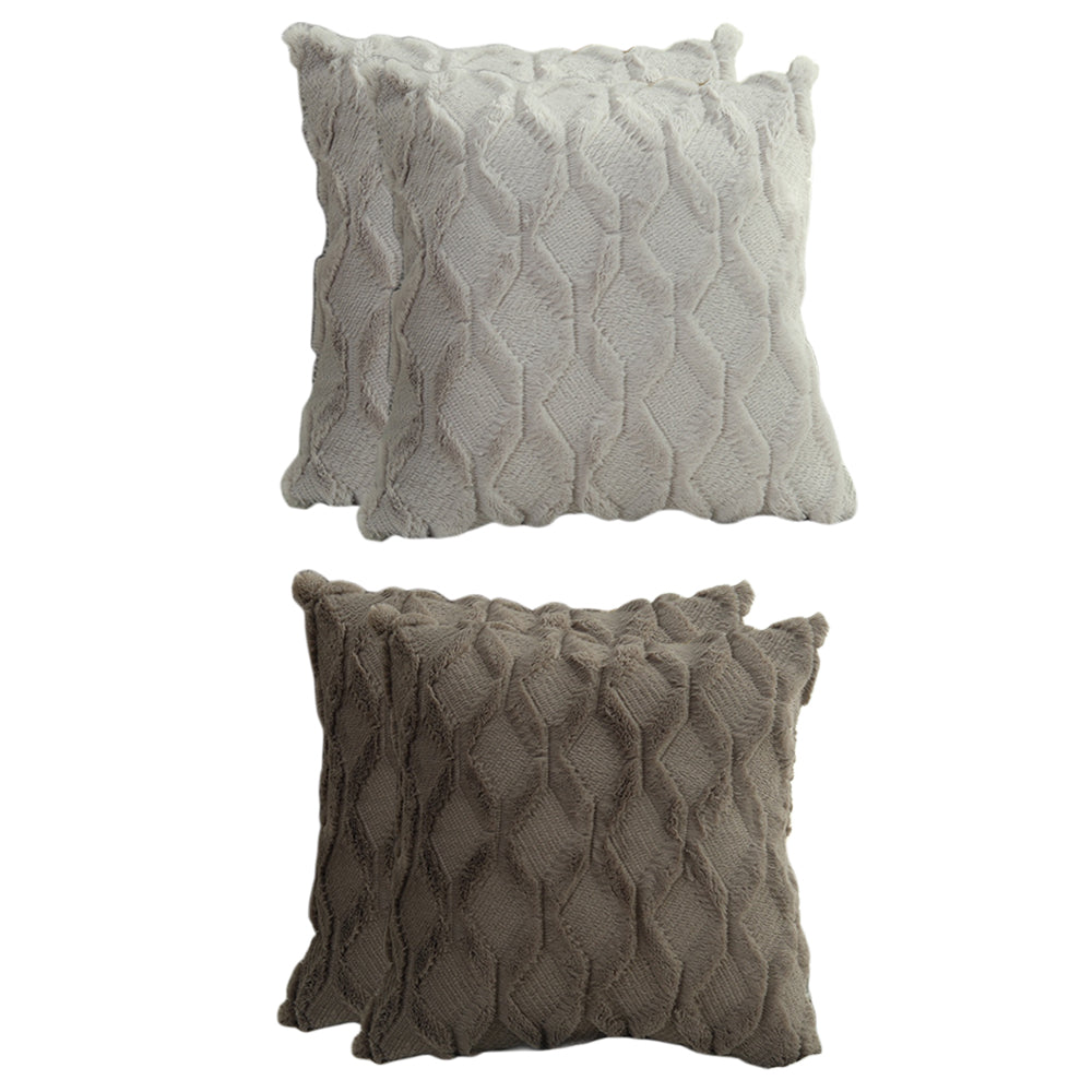 4 X Plush Cushion Cover Pillowcase Throw Pillow Covers Pillowcase - Dark Grey & Light Grey