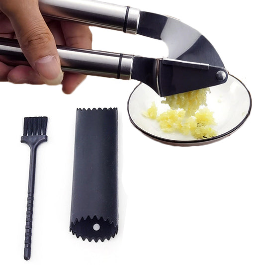 Kitchen Garlic Crusher Stainless Steel Garlic Press Mincer Peeler Set
