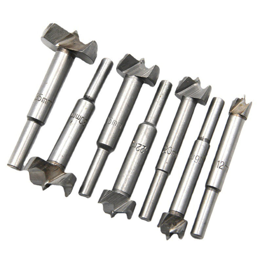 7Pcs Wood Drilling Forstner Bit Woodworking Hole Saw Cutter Drill Bit