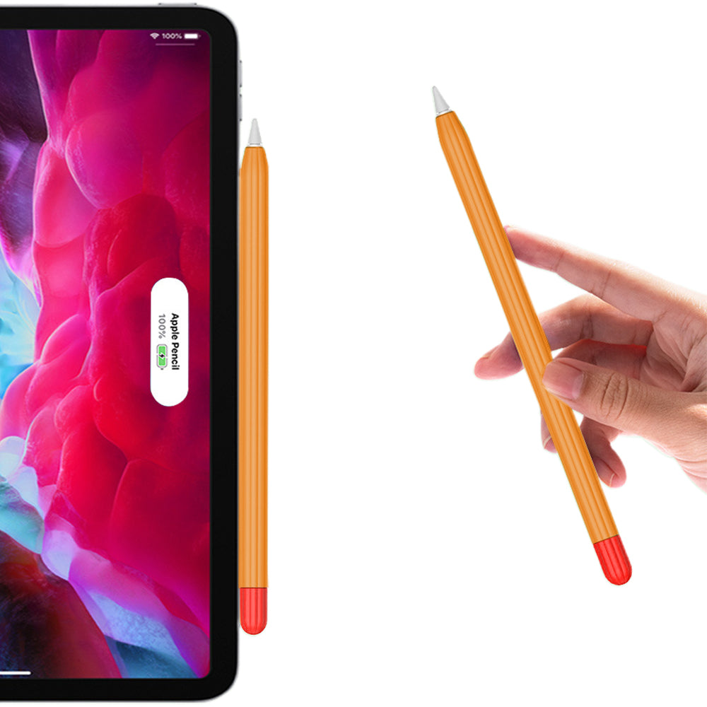 2X for Apple Pencil 2nd Generation Silicone Pencil Cover Pen Sleeve Black Orange