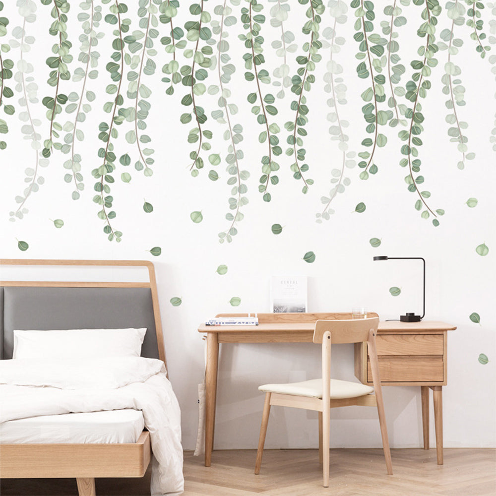 2X Self-Adhesive Green Leaves Plant Wall Sticker Wall Paper Wallpaper Home Decor