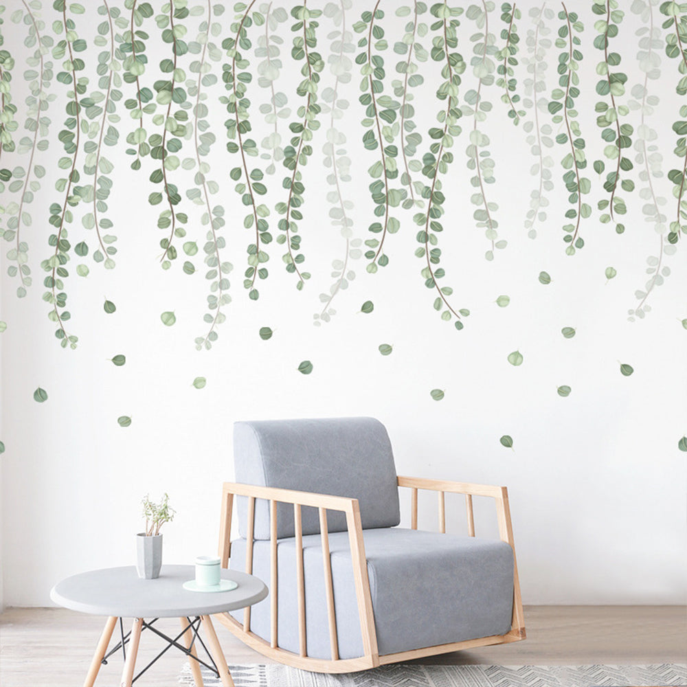 2X Self-Adhesive Green Leaves Plant Wall Sticker Wall Paper Wallpaper Home Decor