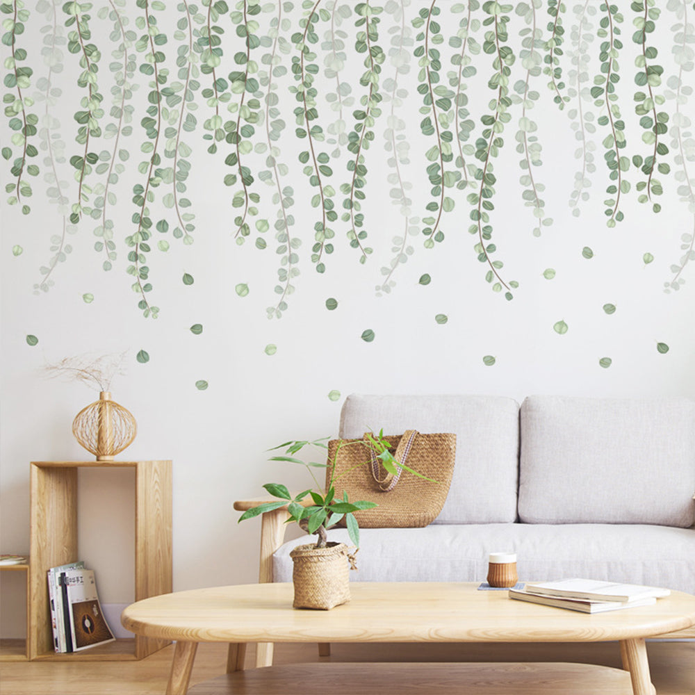 4X Self-Adhesive Green Leaves Plant Wall Sticker Wall Paper Wallpaper Home Decor