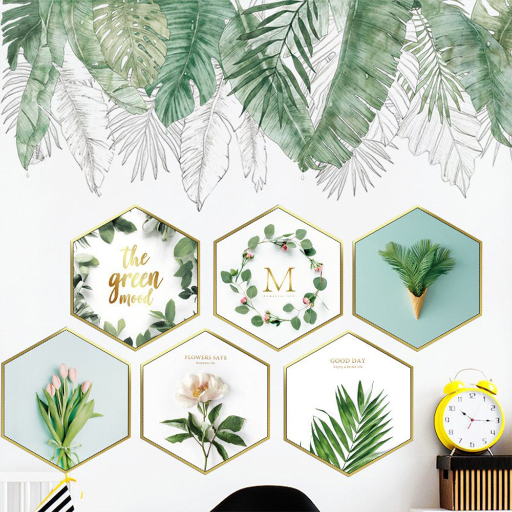 2X Wall Sticker Green Leaves Plant Flower Decals Wallpaper Home Decor