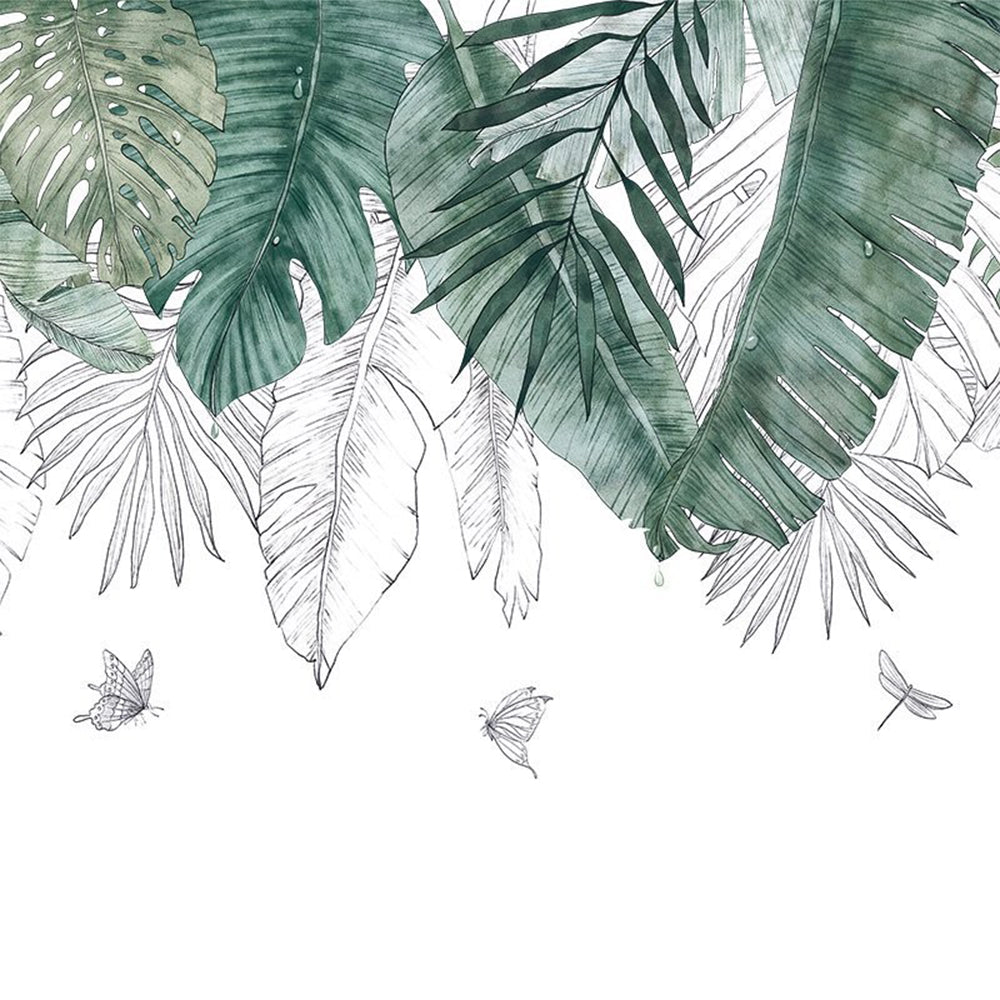 2X Wall Sticker Green Leaves Plant Flower Decals Wallpaper Home Decor