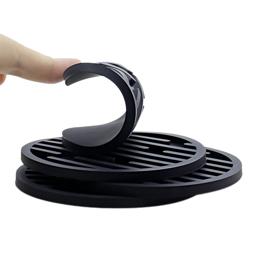 6X Round Silicone Drinks Coasters Coffee Cup Mats Pad with Coaster Holder Black