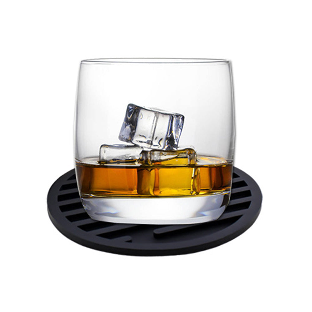 6X Round Silicone Drinks Coasters Coffee Cup Mats Pad with Coaster Holder Black