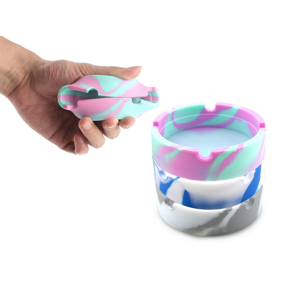 3X Silicone Ashtray 4 Slots Ash Tray Coaster Camouflage Blue Grey Green