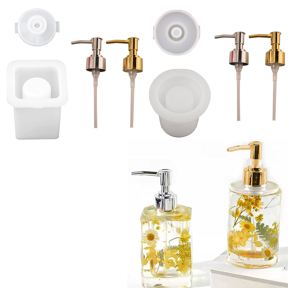 2X DIY Resin Casting Mould Perfume Bottle Silicone Mold Soap Dispenser Pump