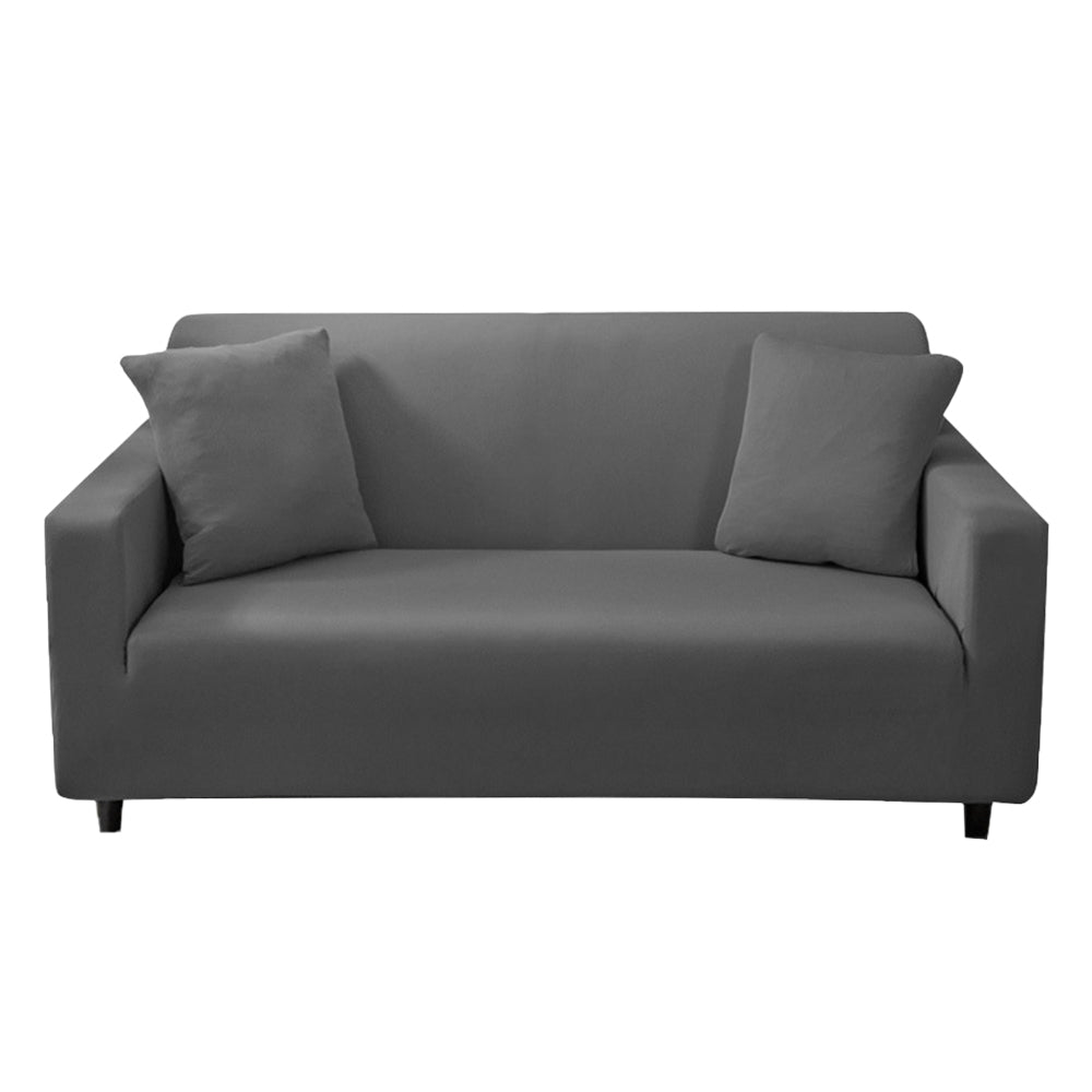 Sofa Cover Grey Solid Colour Sofa Protector Stretch Couch Slipcover 4 Seats