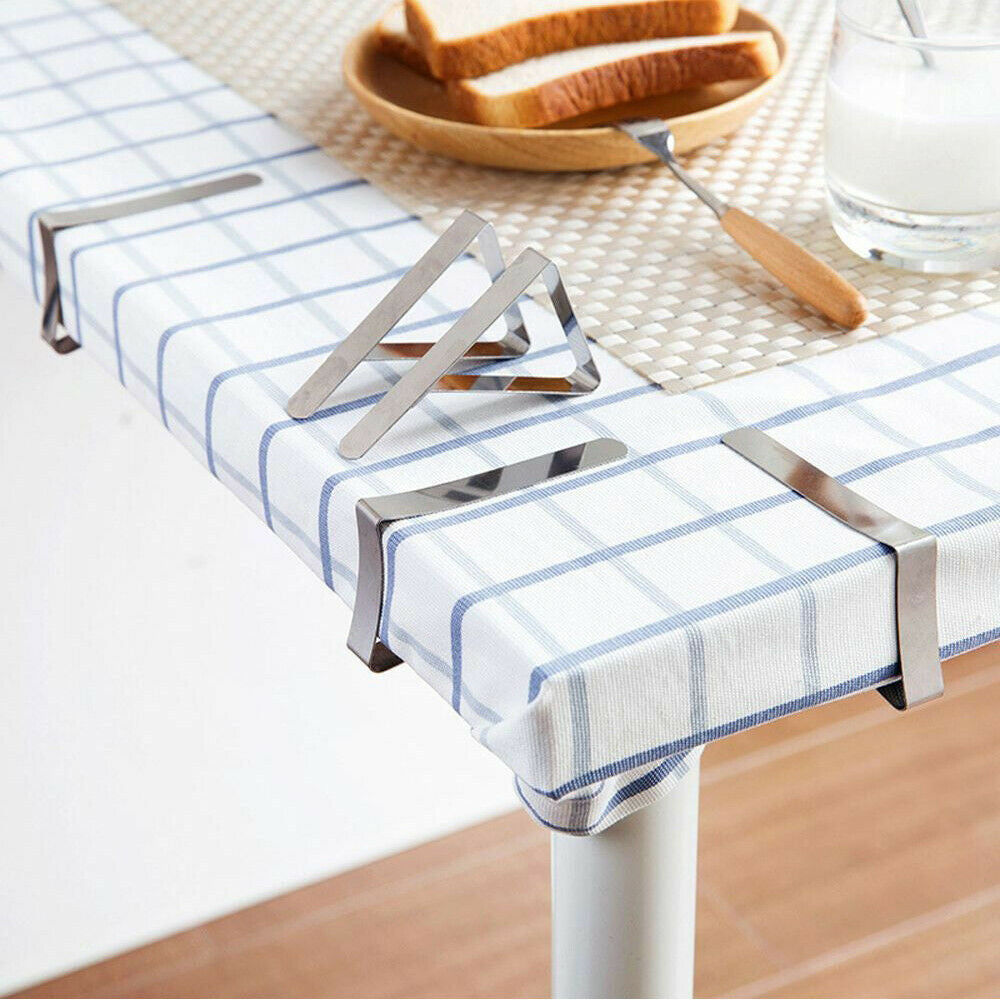 24PCS Stainless Steel Tablecloth Clips Triangle Desk Table Cloth Cover Clamps