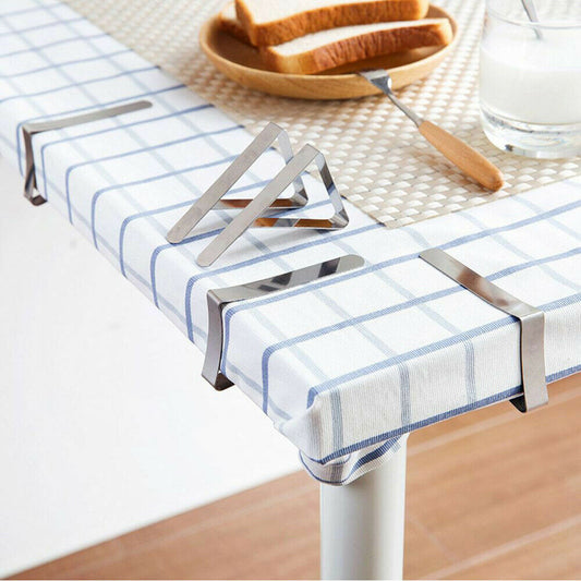 24PCS Stainless Steel Tablecloth Clips Triangle Desk Table Cloth Cover Clamps