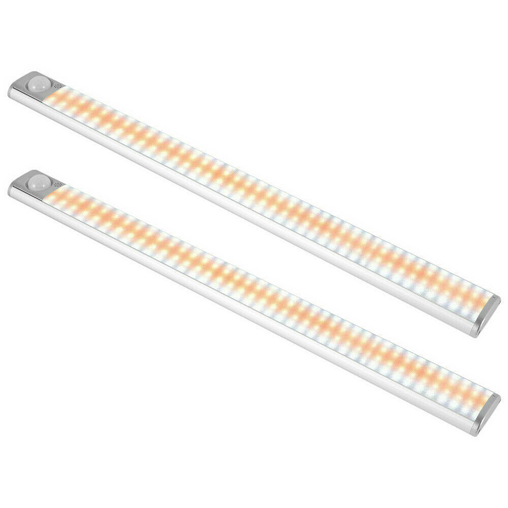 2X LED Motion Sensor Night Light Rechargeable Closet Kitchen Cabinet Strip Light
