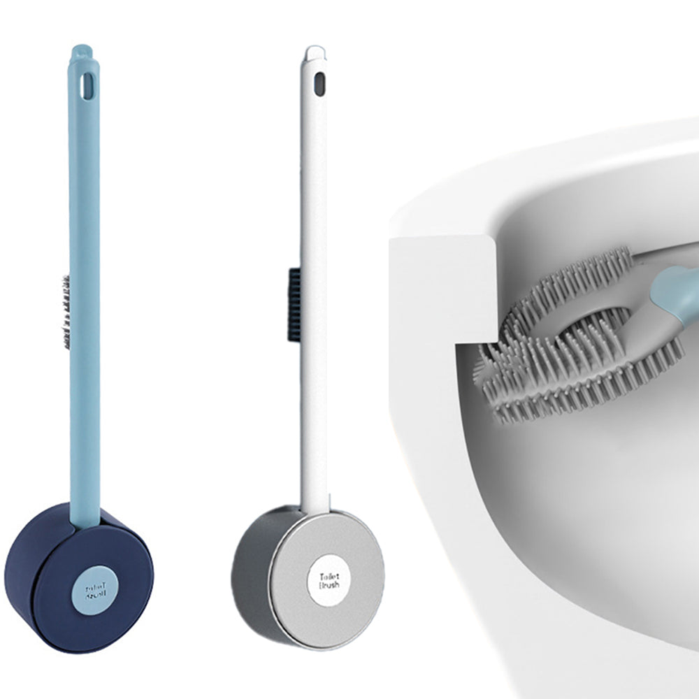 2X Blue Toilet Brush and Holder Wall Mounted Home Bathroom Cleaning Brush