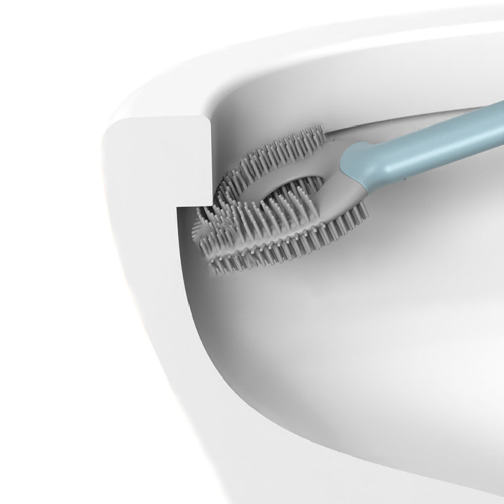 2X Blue Toilet Brush and Holder Wall Mounted Home Bathroom Cleaning Brush