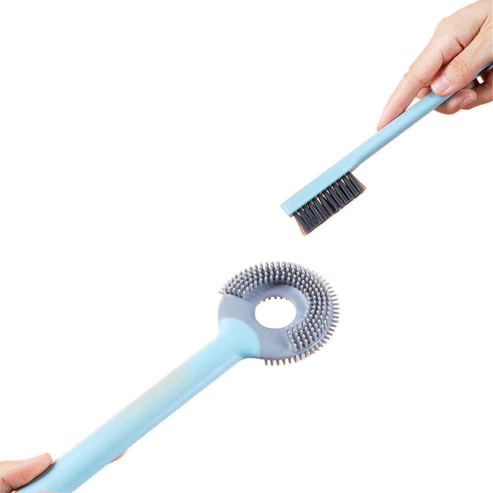 2X Blue Toilet Brush and Holder Wall Mounted Home Bathroom Cleaning Brush