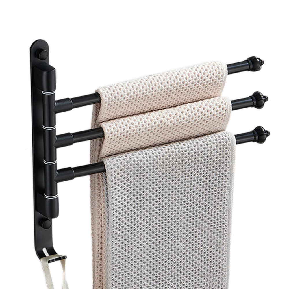 Swivel Towel Bar 3 Rods Wall Mounted Towel Rack Holder Bathroom Hanger Shelf