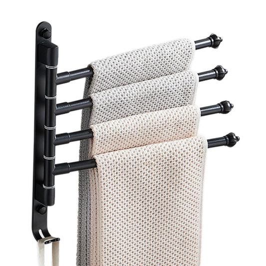 Swivel Towel Bar 4 Rods Wall Mounted Towel Rack Holder Bathroom Hanger Shelf