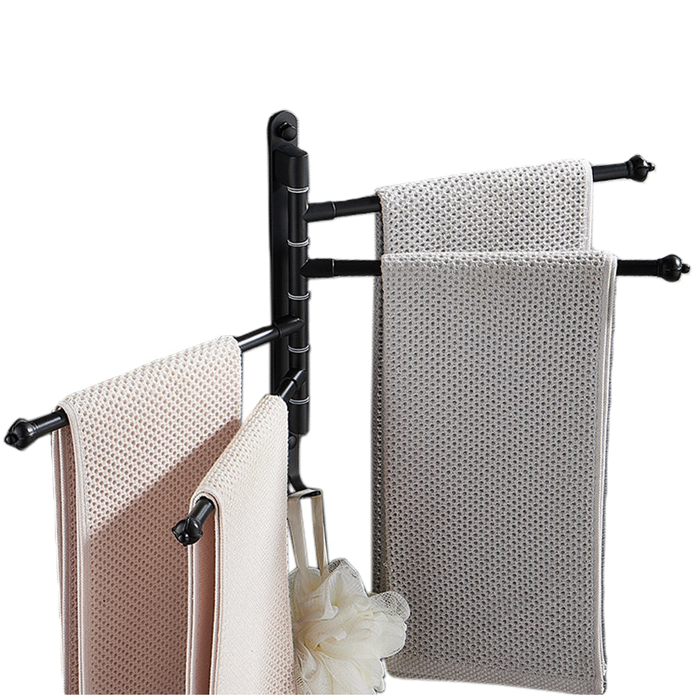 Swivel Towel Bar 4 Rods Wall Mounted Towel Rack Holder Bathroom Hanger Shelf