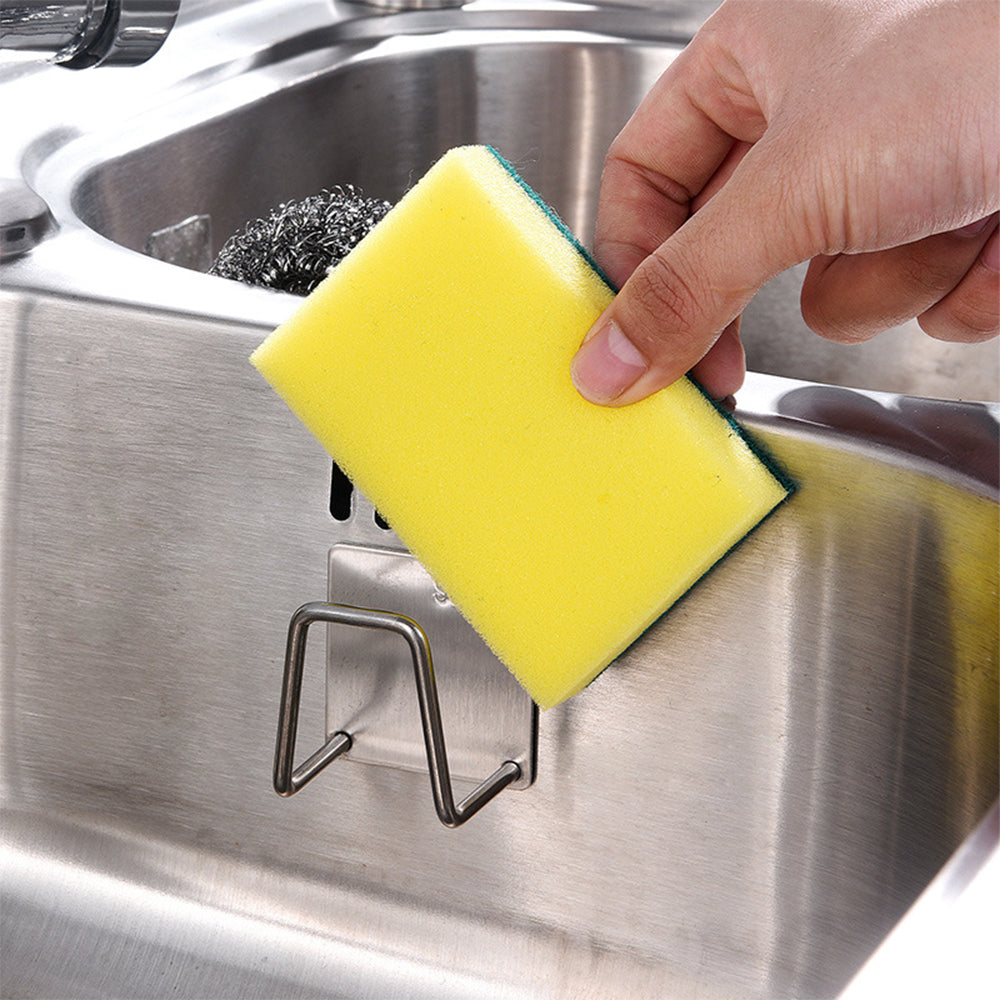 8PCS Self Adhesive Stainless Steel Sink Sponge Holder Soap Hook Sink Rack