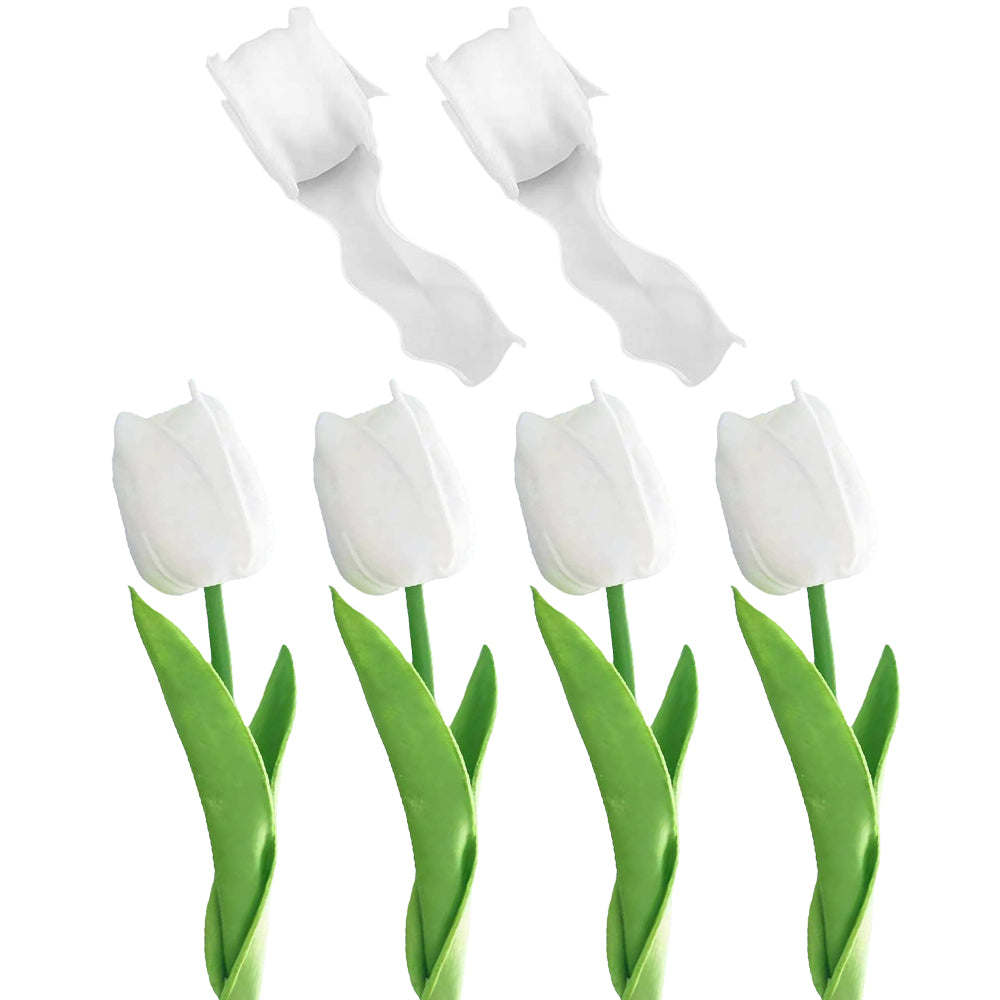 4Pcs Simulation Tulip Cake Topper 2Pcs Ribbon Cake Surrounding Edge Decoration