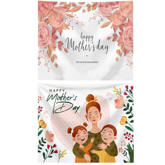 2X S Mothers Day Tapestry Wall Hanging Cloth Home Decor Photography Background