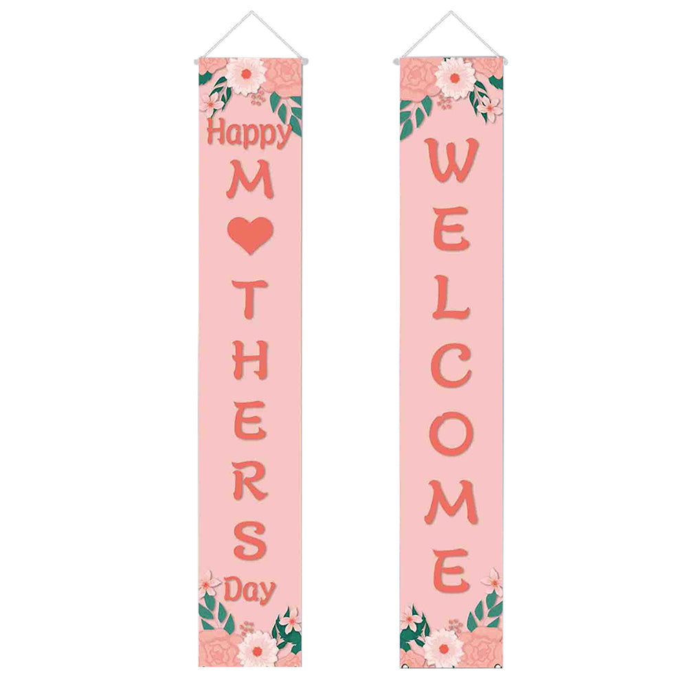 2 Pairs Mothers Day Banner Welcome Porch Sign Banners Sunflower Wall Hanging