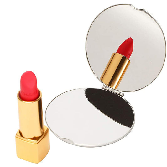 2X Round Compact Double Sided Mirror Mini Stainless Steel Makeup Mirror