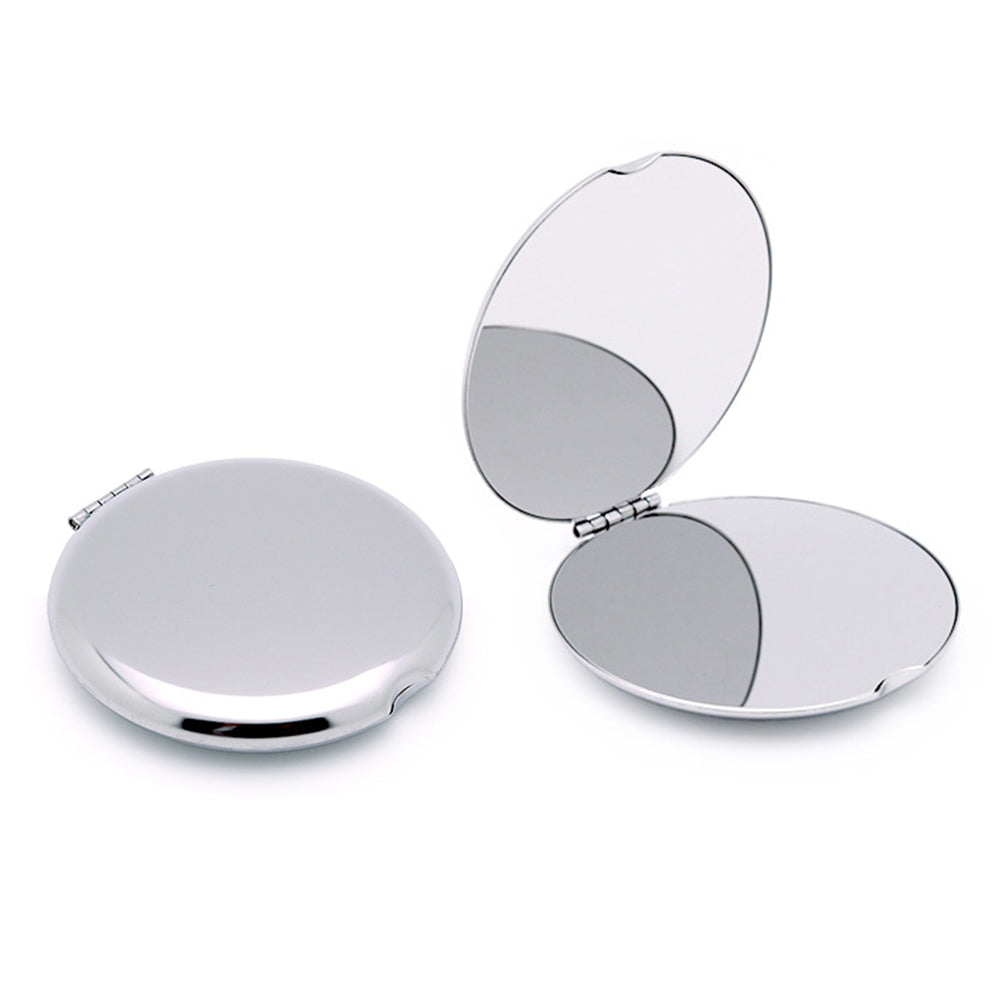 2X Round Compact Double Sided Mirror Mini Stainless Steel Makeup Mirror