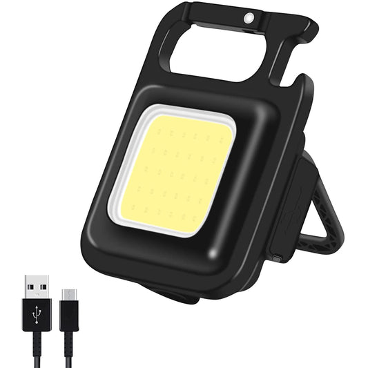1X COB Keychain Flashlight Rechargeable Light Bottle Opener Fishing Camping Lamp