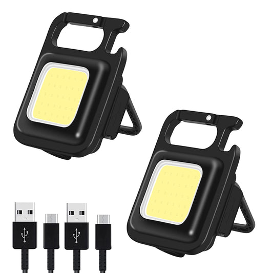 2X COB Keychain Flashlight Rechargeable Light Bottle Opener Fishing Camping Lamp