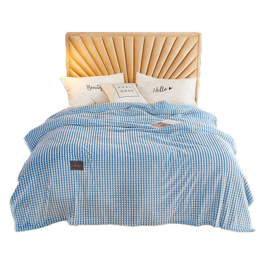 70x100cm Fleece Throw Blanket Bed Throws Blanket Plush Sofa Blanket Blue