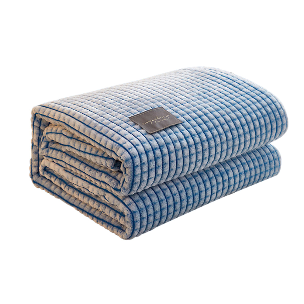 100x120cm Fleece Throw Blanket Bed Throws Blanket Plush Sofa Blanket Blue