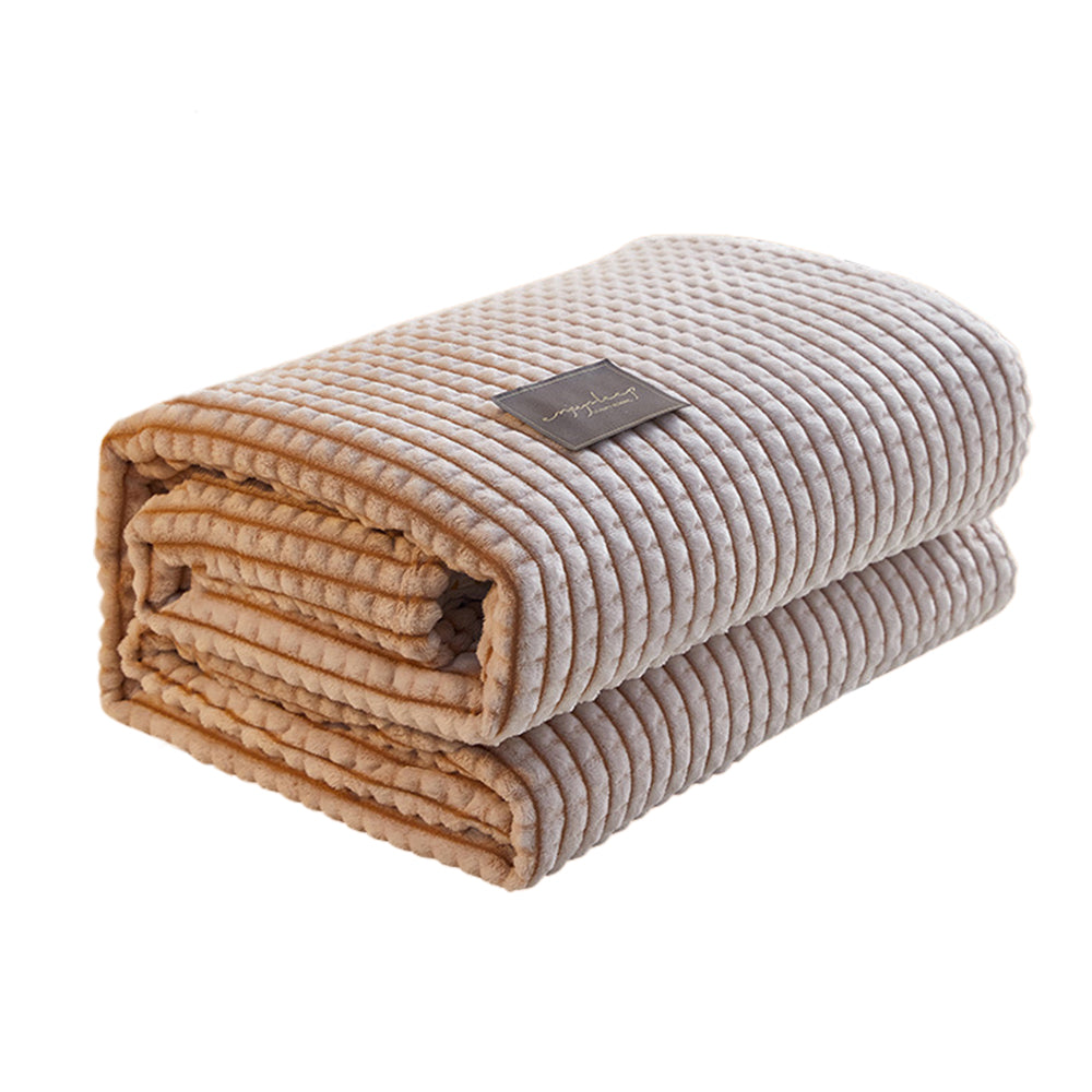 150x200cm Fleece Throw Blanket Bed Throws Blanket Plush Sofa Blanket Khaki