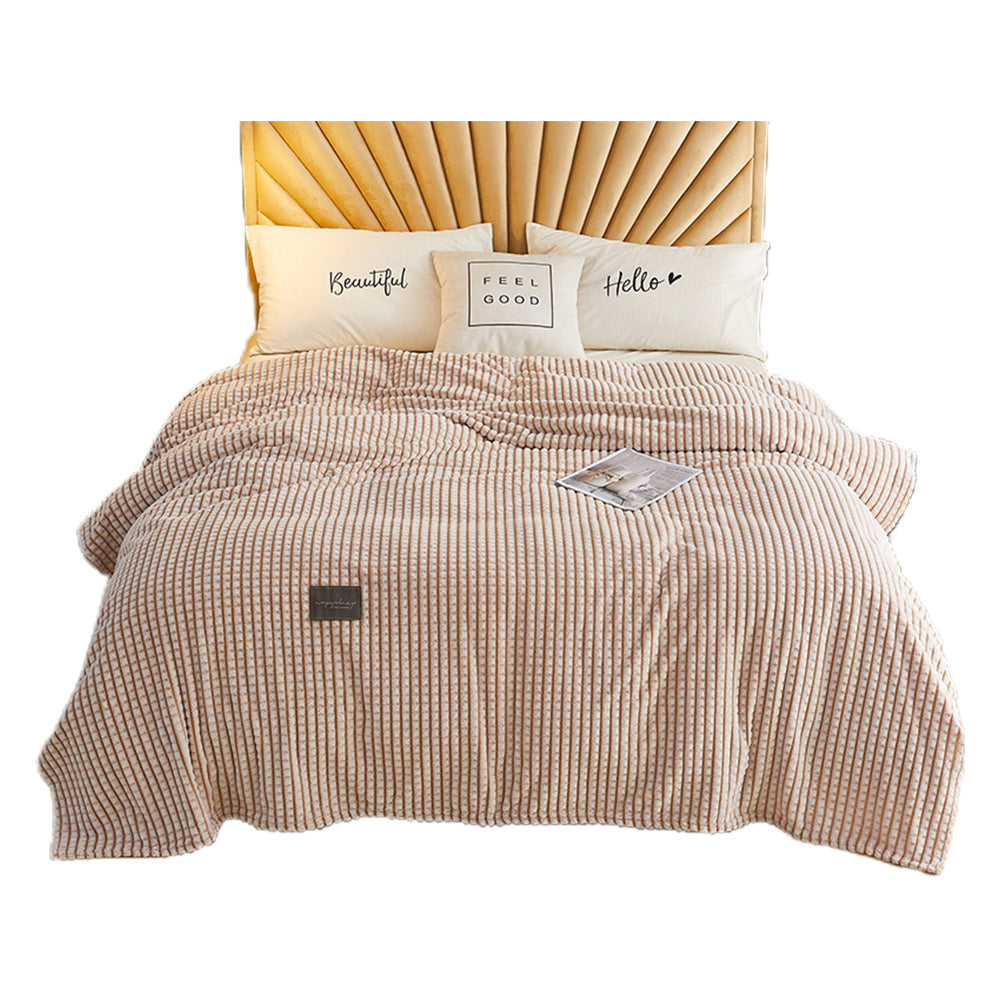 150x200cm Fleece Throw Blanket Bed Throws Blanket Plush Sofa Blanket Khaki