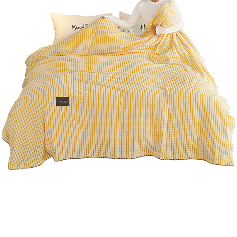 70x100cm Fleece Throw Blanket Bed Throws Blanket Plush Sofa Blanket Yellow