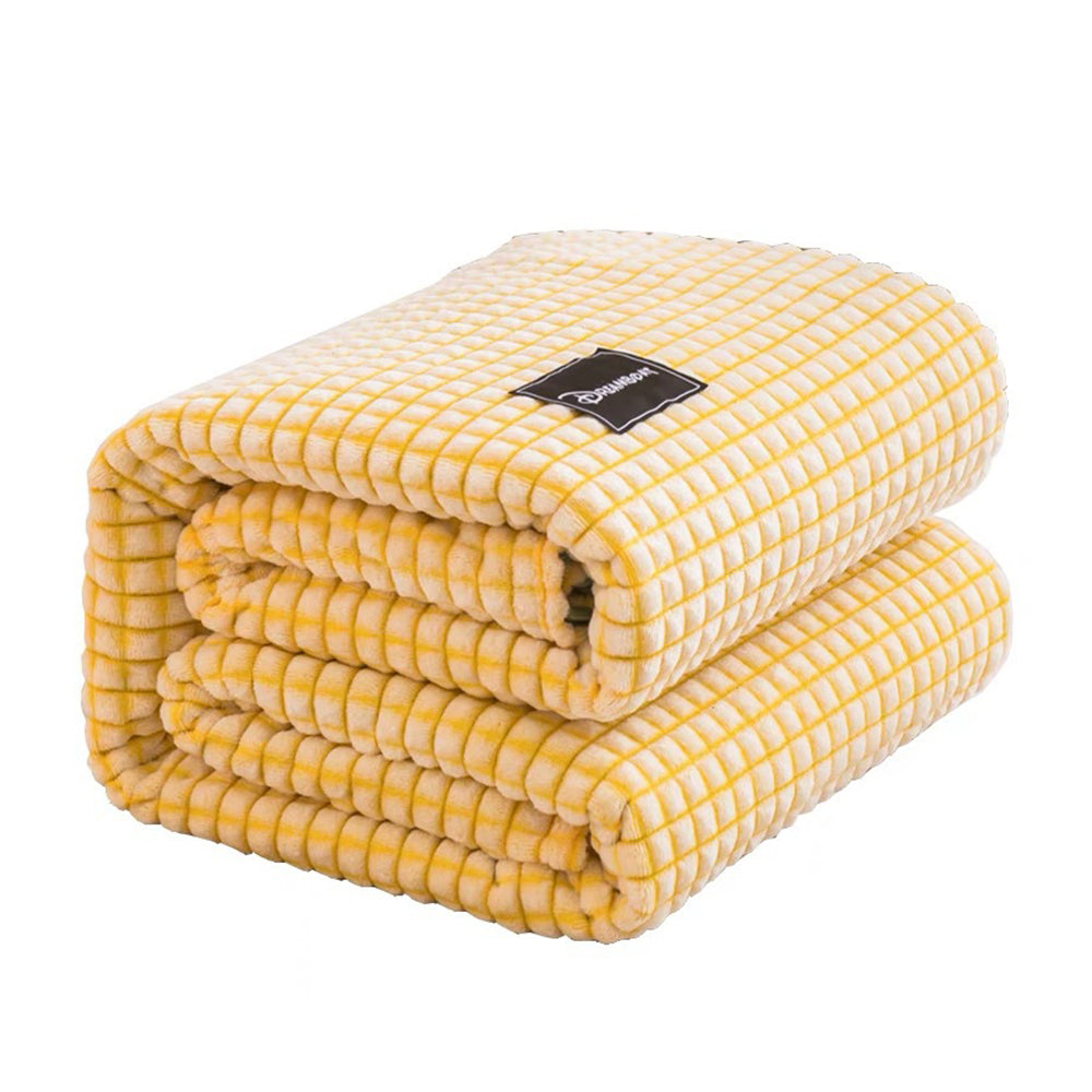 100x120cm Fleece Throw Blanket Bed Throws Blanket Plush Sofa Blanket Yellow