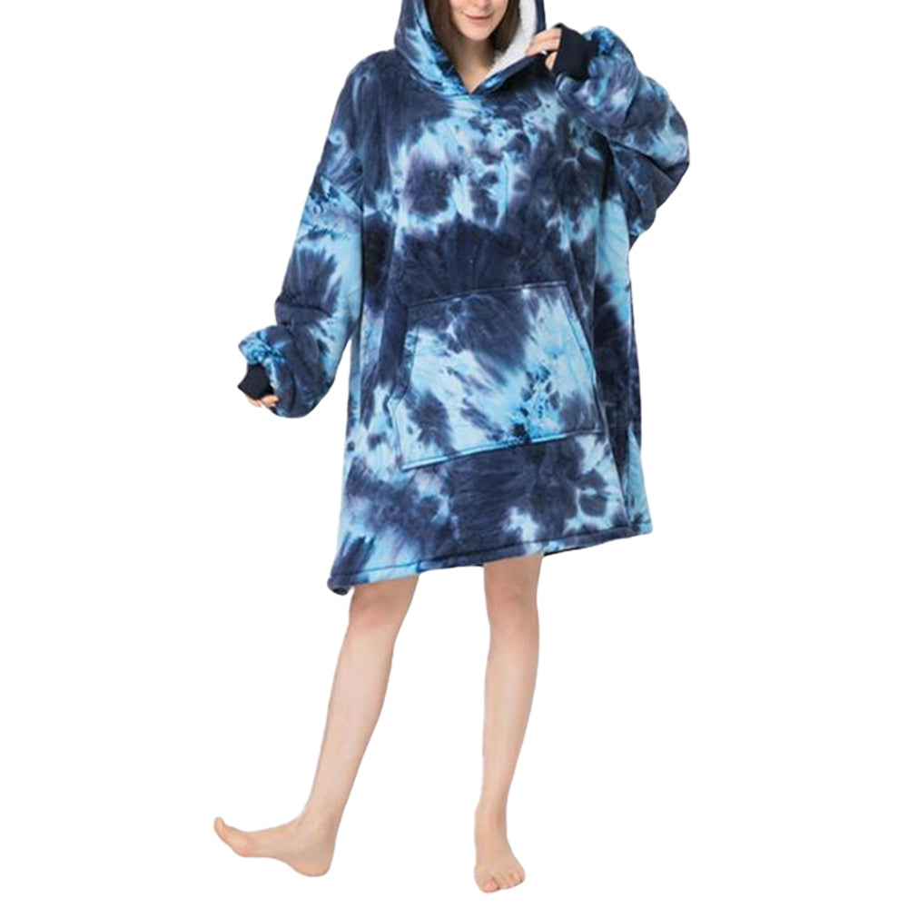 Unisex Dye Hoodie Oversized Hoodie Blanket Sherpa Blanket Hoodie Fleece Blanket Blue